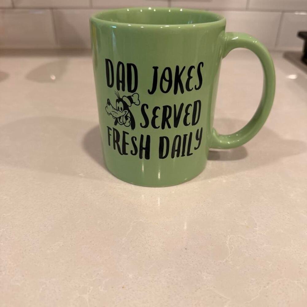 Disney Parks Goofy Dad Jokes Served Fresh Daily Green Ceramic Mug Large 18 oz
